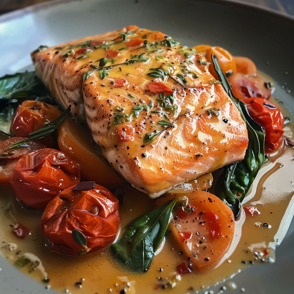 Grilled salmon with greens